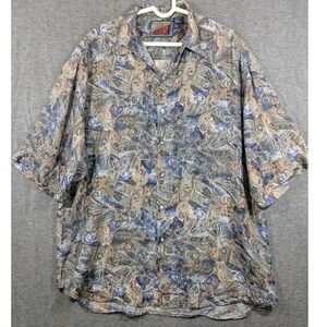 Vintage Blazer‎ Firenze 100% Silk Short Sleeve Button Down Shirt Men's Size XL
